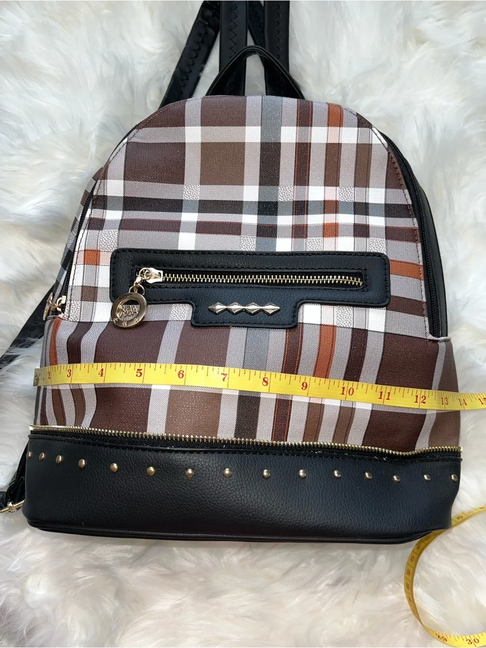 Gloria Goelia Plaid Stud-Accent Women's Backpack